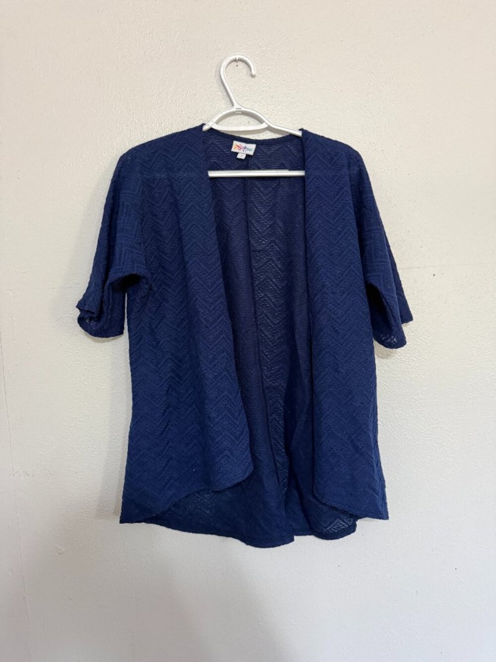 💙 Classic & Cozy! LuLaRoe Navy Blue Chevron Textured Bianka Kimono Girls 10-14